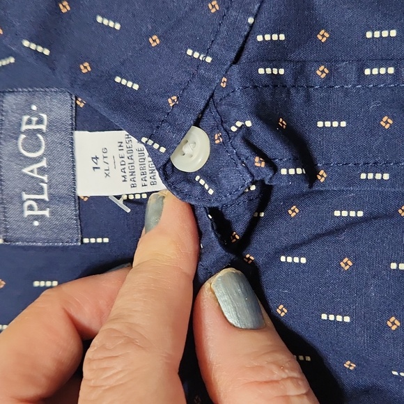 New starched no tags navy printed shirt 14 xl - Picture 2 of 2